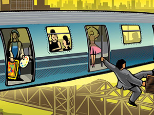 NYC subway fish picture close-up